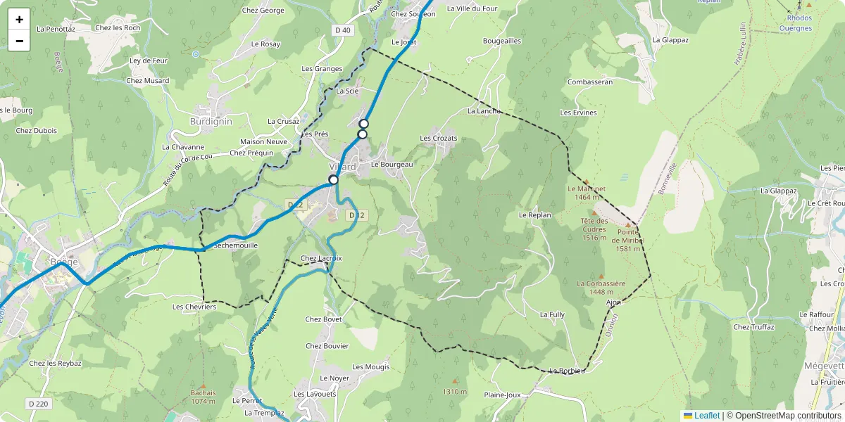 Carte du réseau de transport en commun à Villard - lignes de bus et arrêts