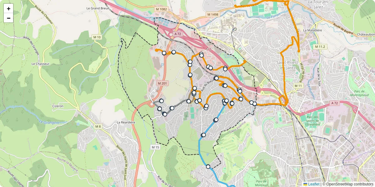 Carte du réseau de transport en commun à Villars - lignes de bus et arrêts