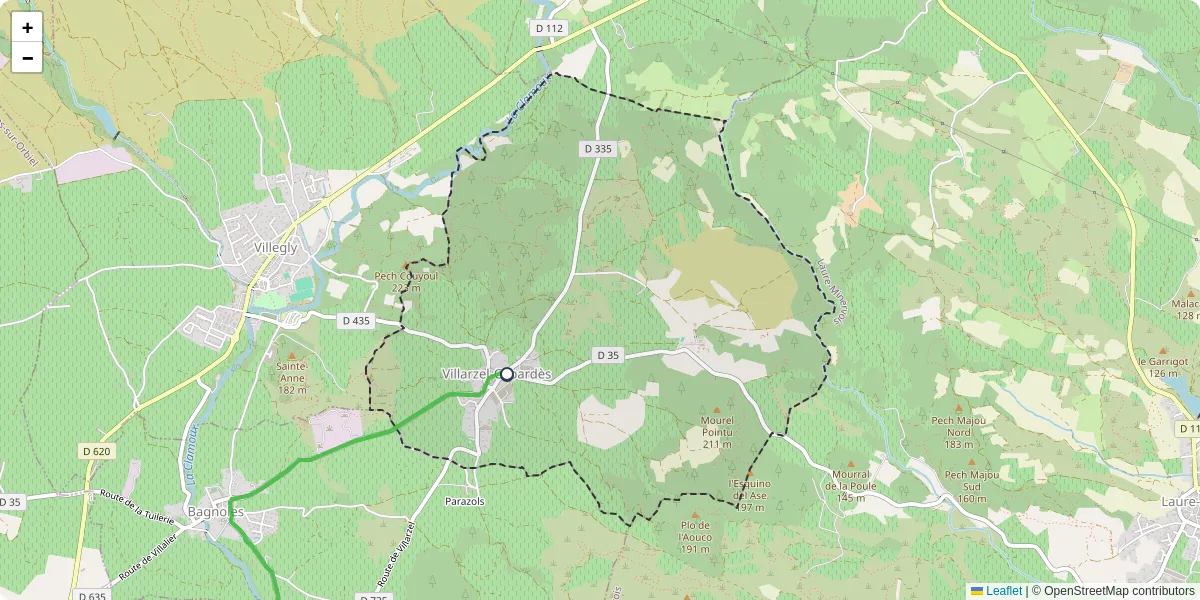 Carte du réseau de transport en commun à Villarzel-Cabardès - lignes de bus et arrêts
