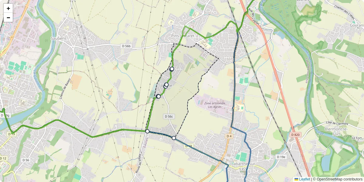 Carte du réseau de transport en commun à Villate - lignes de bus et arrêts