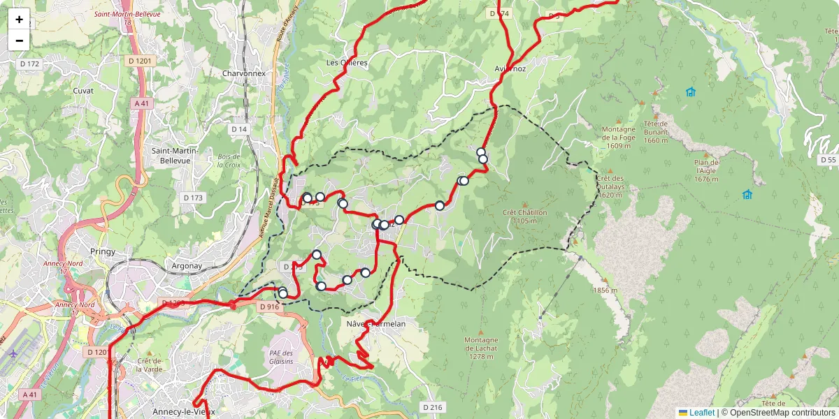 Carte du réseau de transport en commun à Villaz - lignes de bus et arrêts