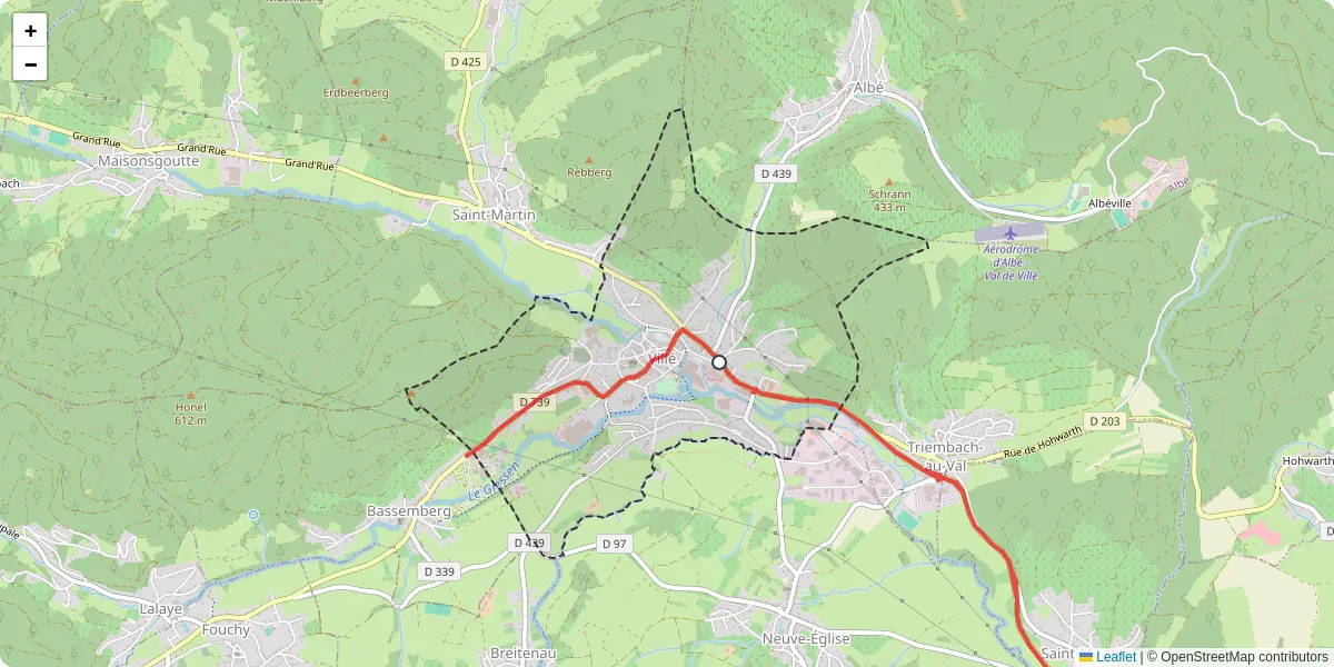 Carte du réseau de transport en commun à Villé - lignes de bus et arrêts
