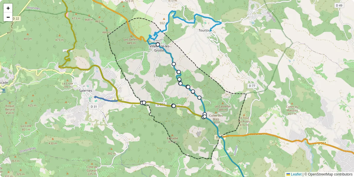 Carte du réseau de transport en commun à Villecroze - lignes de bus et arrêts