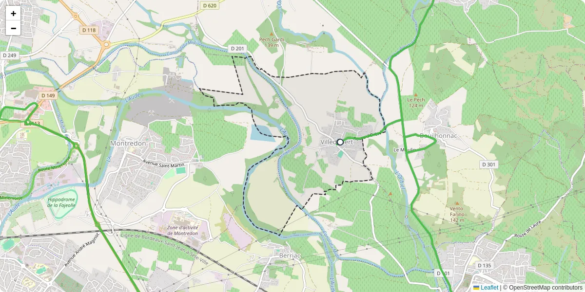 Carte du réseau de transport en commun à Villedubert - lignes de bus et arrêts