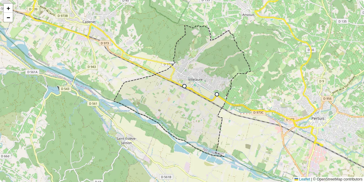 Carte du réseau de transport en commun à Villelaure - lignes de bus et arrêts