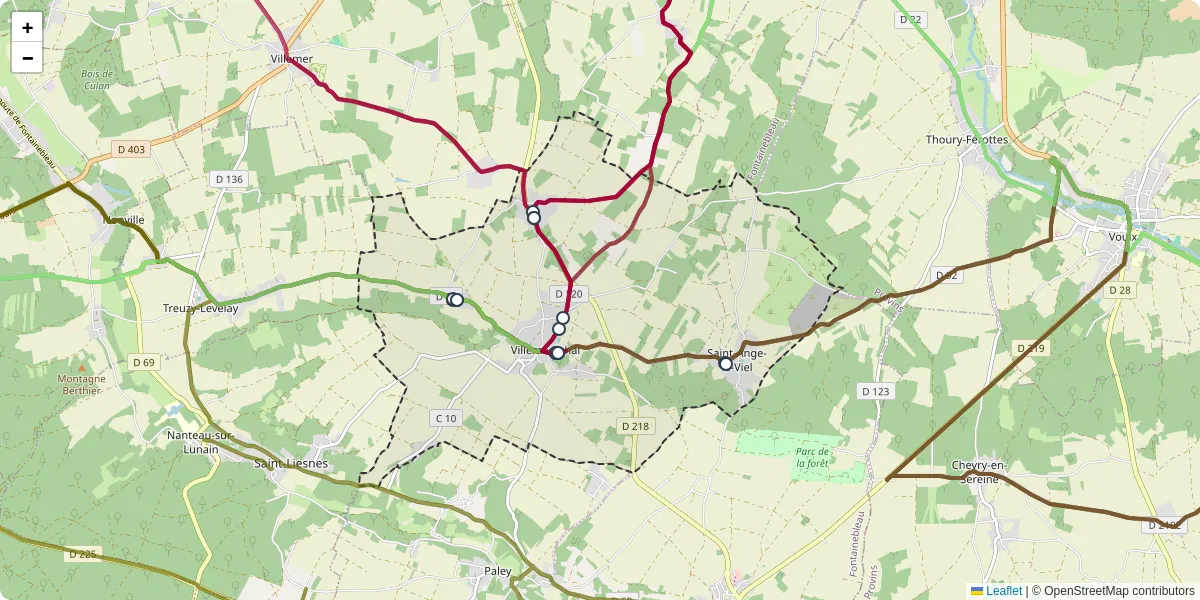 Carte du réseau de transport en commun à Villemaréchal - lignes de bus et arrêts