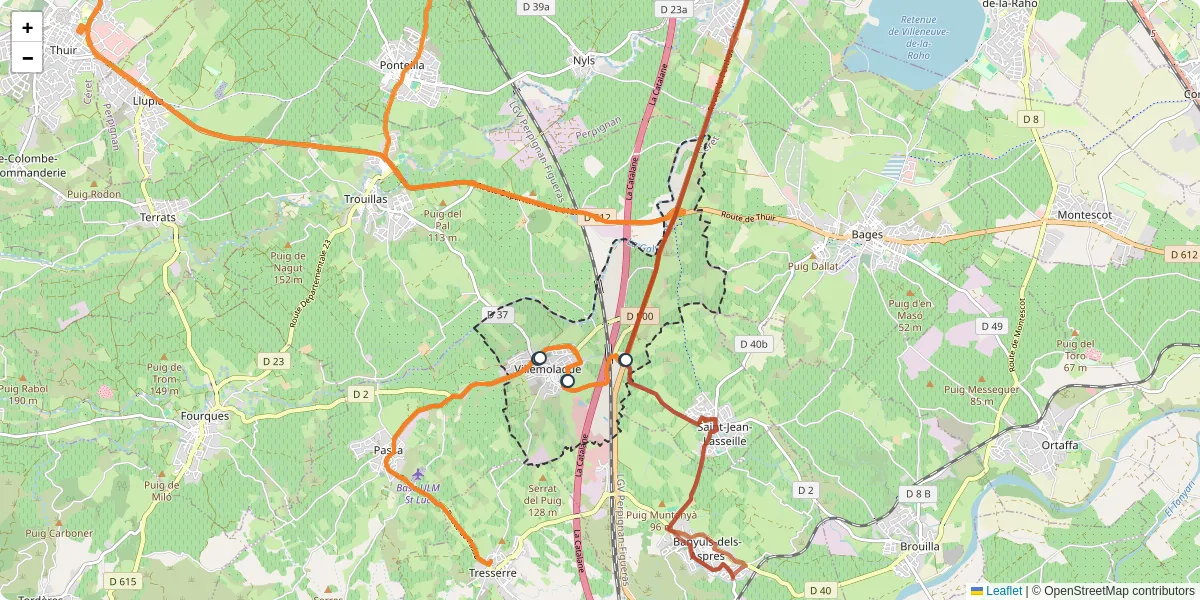 Carte du réseau de transport en commun à Villemolaque - lignes de bus et arrêts