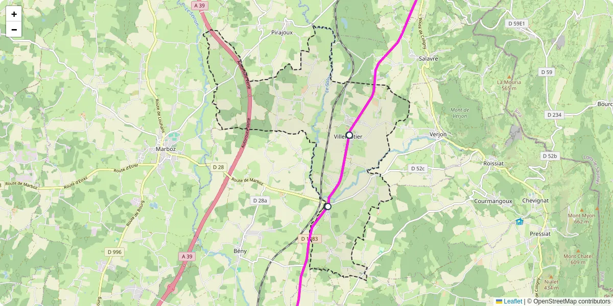 Carte du réseau de transport en commun à Villemotier - lignes de bus et arrêts