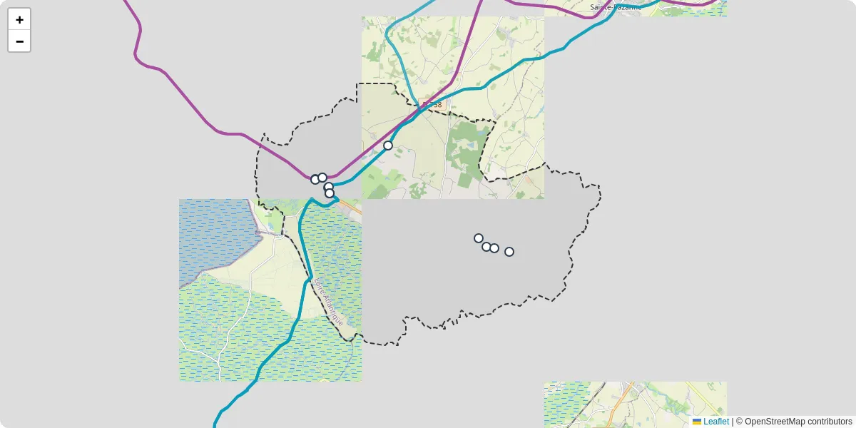 Carte du réseau de transport en commun à Villeneuve-en-Retz - lignes de bus et arrêts