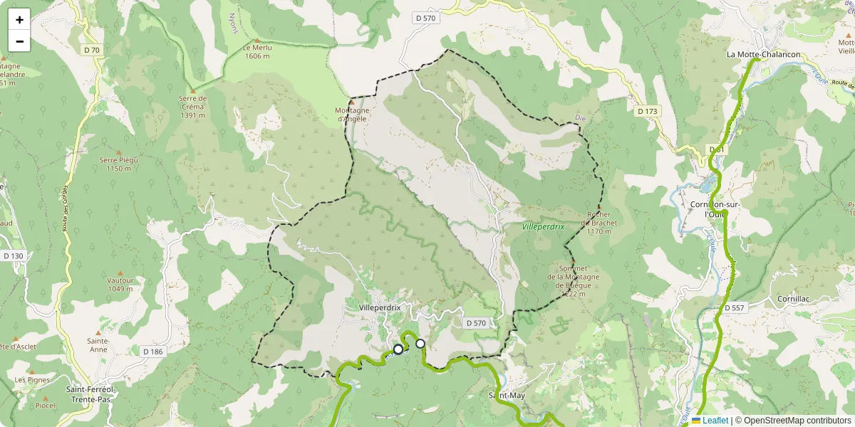 Carte du réseau de transport en commun à Villeperdrix - lignes de bus et arrêts