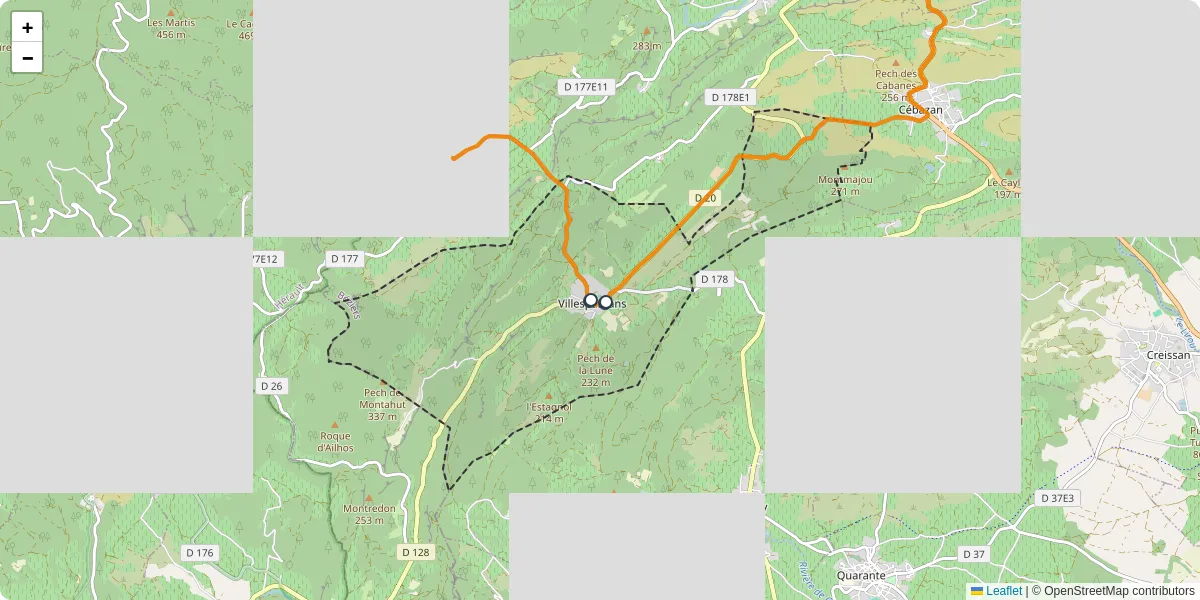 Carte du réseau de transport en commun à Villespassans - lignes de bus et arrêts