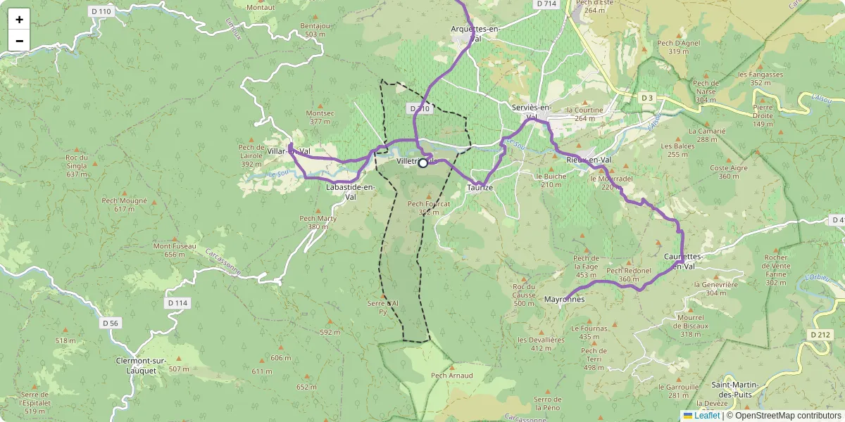 Carte du réseau de transport en commun à Villetritouls - lignes de bus et arrêts