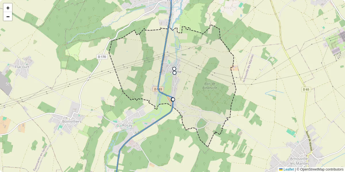 Carte du réseau de transport en commun à Villette - lignes de bus et arrêts