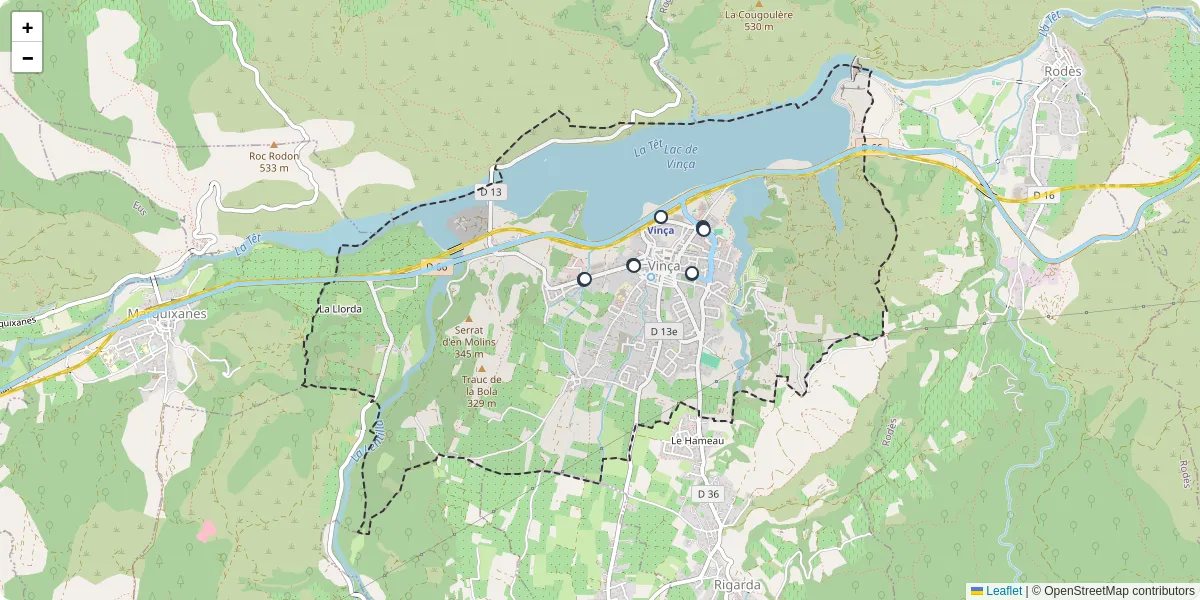 Carte du réseau de transport en commun à Vinça - lignes de bus et arrêts