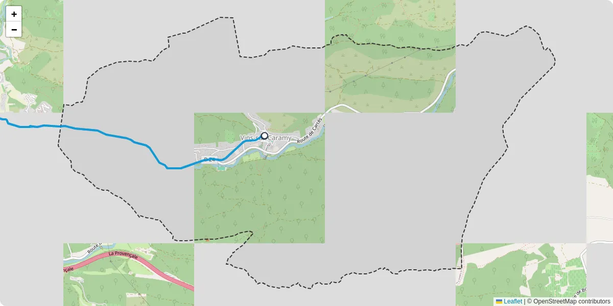 Carte du réseau de transport en commun à Vins-sur-Caramy - lignes de bus et arrêts