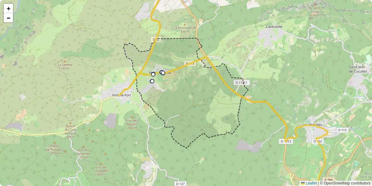 Carte du réseau de transport en commun à Viols-en-Laval - lignes de bus et arrêts