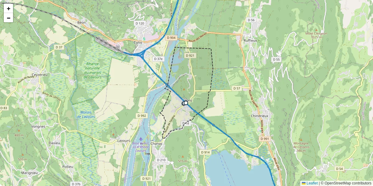 Carte du réseau de transport en commun à Vions - lignes de bus et arrêts