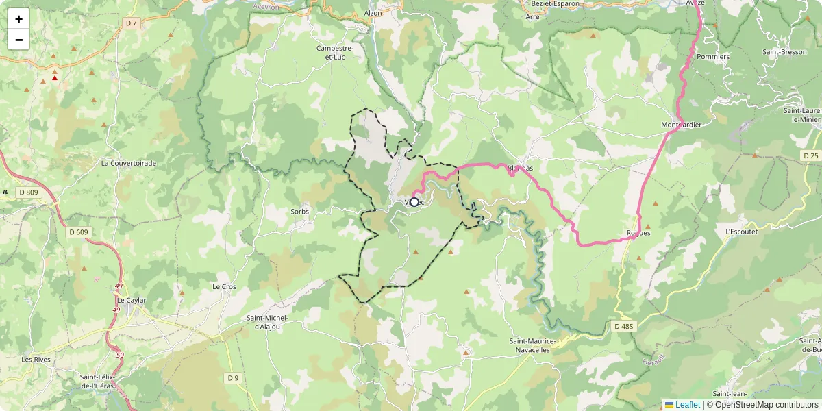 Carte du réseau de transport en commun à Vissec - lignes de bus et arrêts