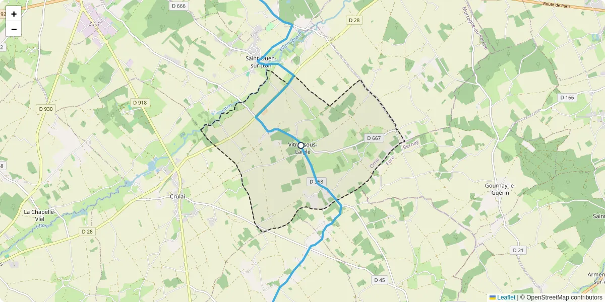 Carte du réseau de transport en commun à Vitrai-sous-Laigle - lignes de bus et arrêts