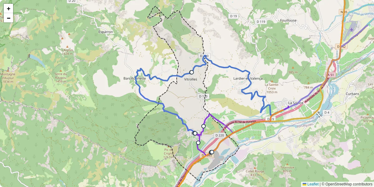 Carte du réseau de transport en commun à Vitrolles - lignes de bus et arrêts