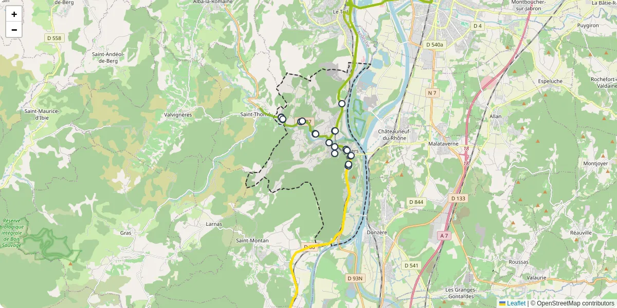 Carte du réseau de transport en commun à Viviers - lignes de bus et arrêts