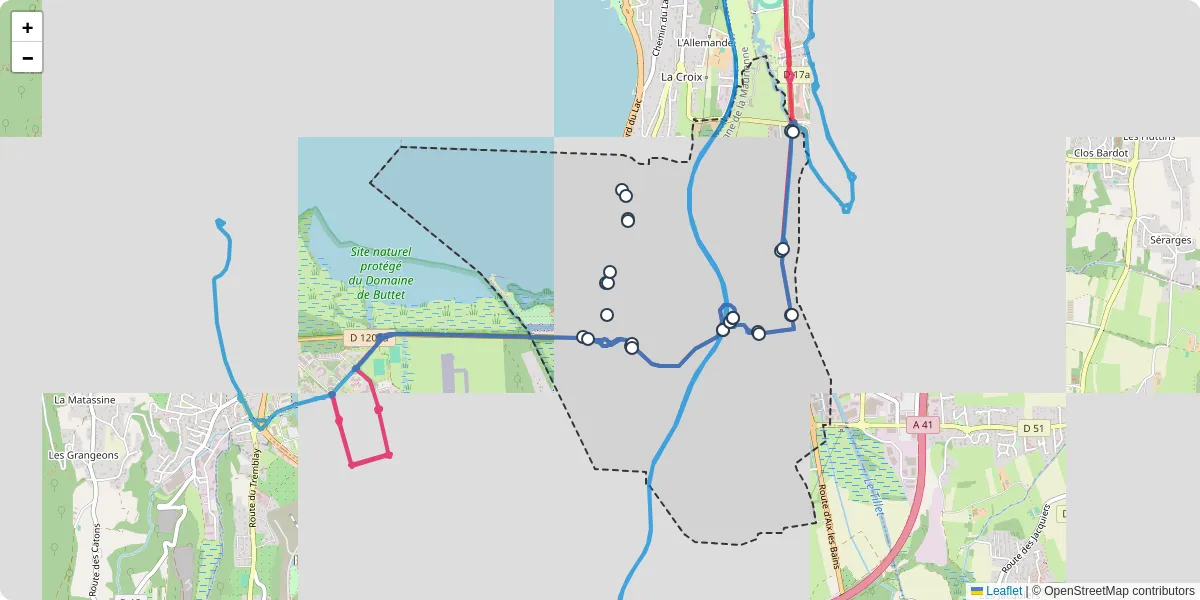 Carte du réseau de transport en commun à Viviers-du-Lac - lignes de bus et arrêts