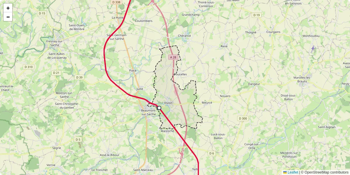 Carte du réseau de transport en commun à Vivoin - lignes de bus et arrêts