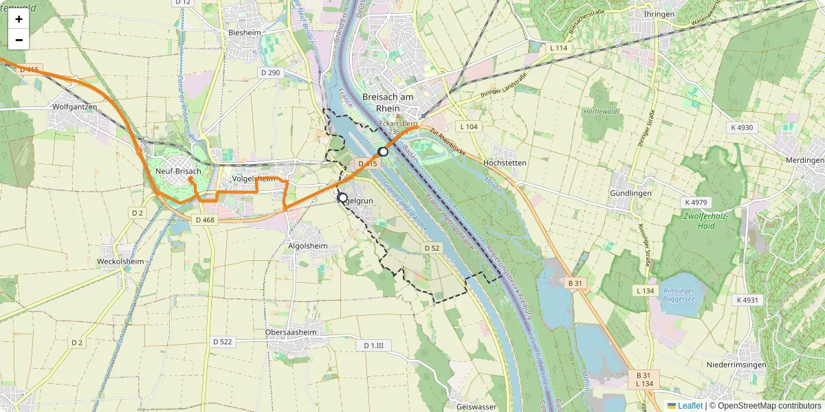 Carte du réseau de transport en commun à Vogelgrun - lignes de bus et arrêts