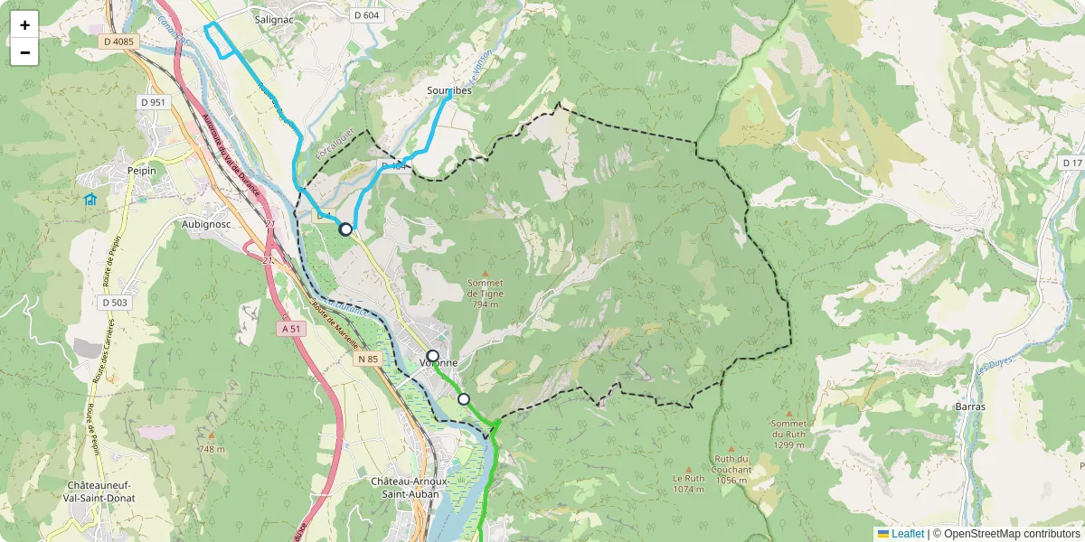 Carte du réseau de transport en commun à Volonne - lignes de bus et arrêts