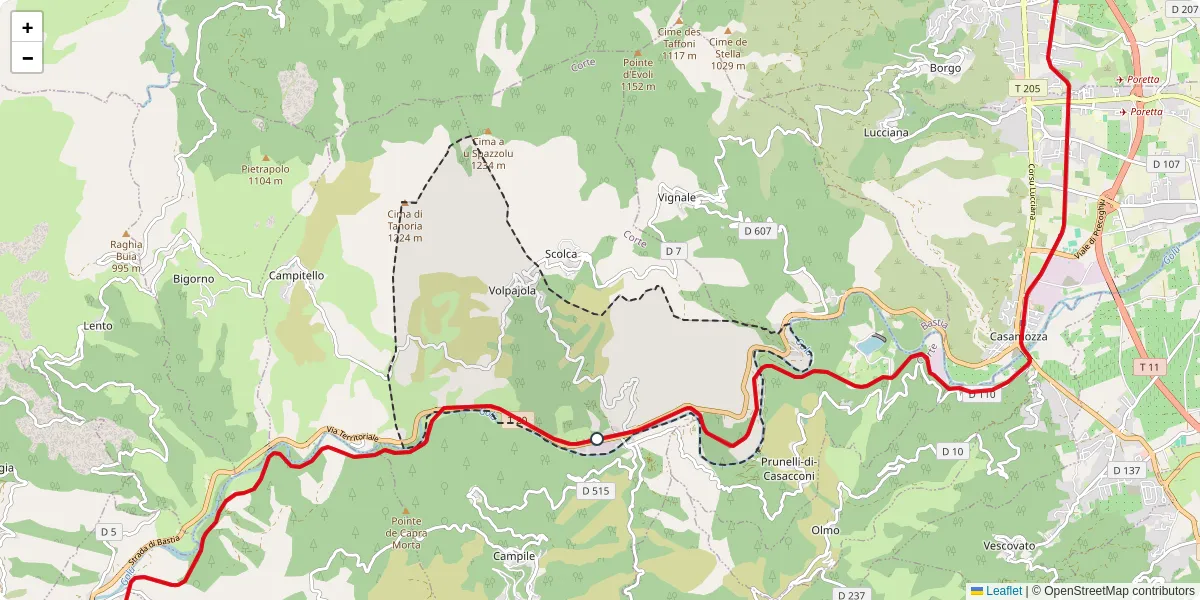 Carte du réseau de transport en commun à Volpajola - lignes de bus et arrêts