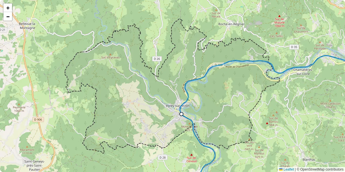 Carte du réseau de transport en commun à Vorey - lignes de bus et arrêts