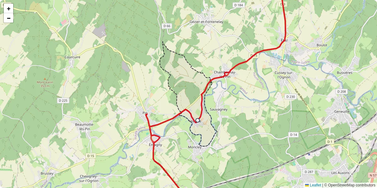 Carte du réseau de transport en commun à Vregille - lignes de bus et arrêts
