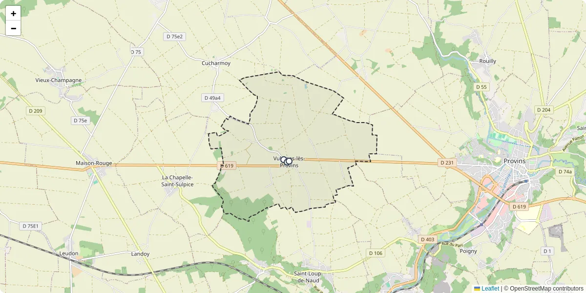 Carte du réseau de transport en commun à Vulaines-lès-Provins - lignes de bus et arrêts