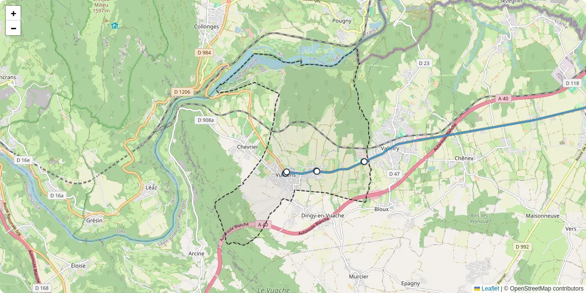 Carte du réseau de transport en commun à Vulbens - lignes de bus et arrêts
