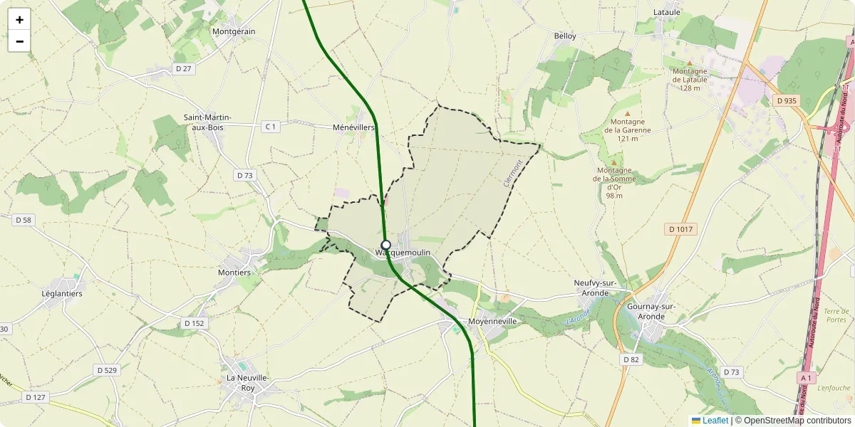 Carte du réseau de transport en commun à Wacquemoulin - lignes de bus et arrêts