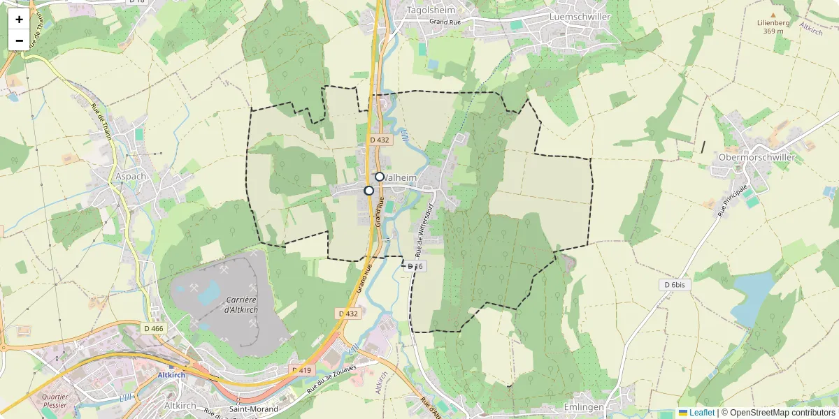 Carte du réseau de transport en commun à Walheim - lignes de bus et arrêts