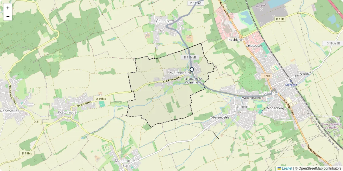Carte du réseau de transport en commun à Waltenheim - lignes de bus et arrêts