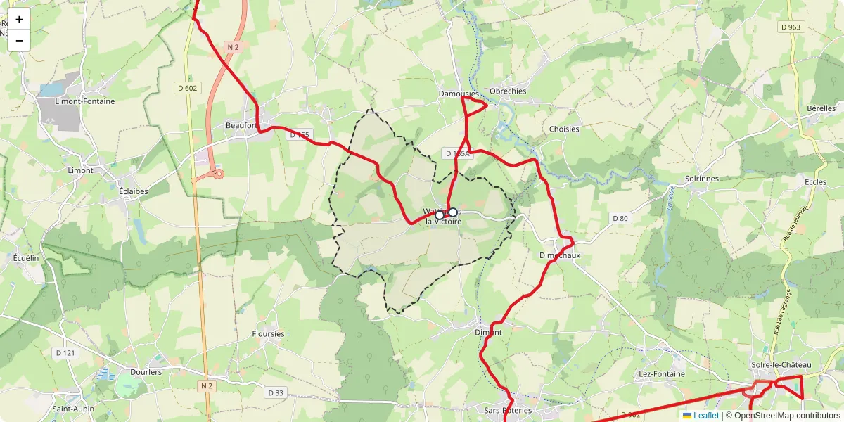 Carte du réseau de transport en commun à Wattignies-la-Victoire - lignes de bus et arrêts