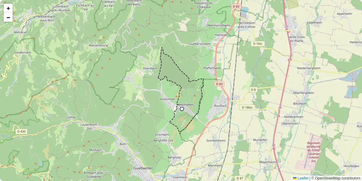 Carte du réseau de transport en commun à Westhalten - lignes de bus et arrêts