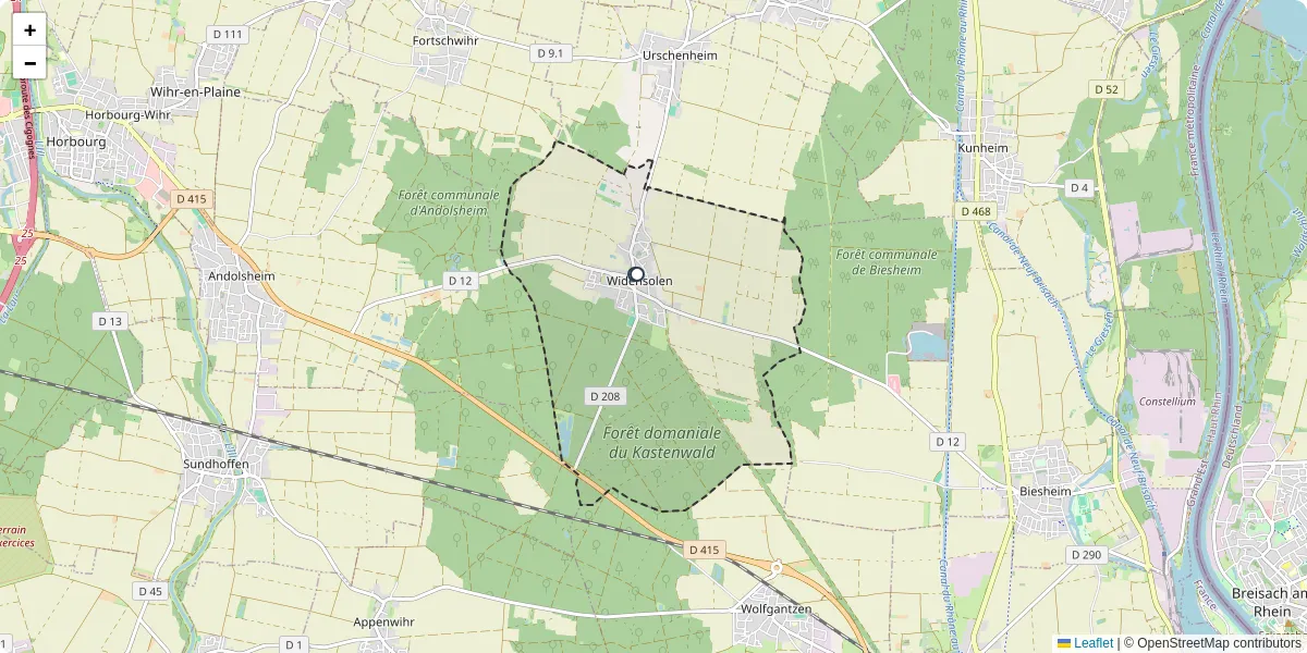 Carte du réseau de transport en commun à Widensolen - lignes de bus et arrêts
