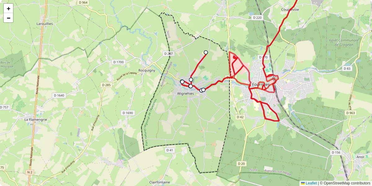 Carte du réseau de transport en commun à Wignehies - lignes de bus et arrêts