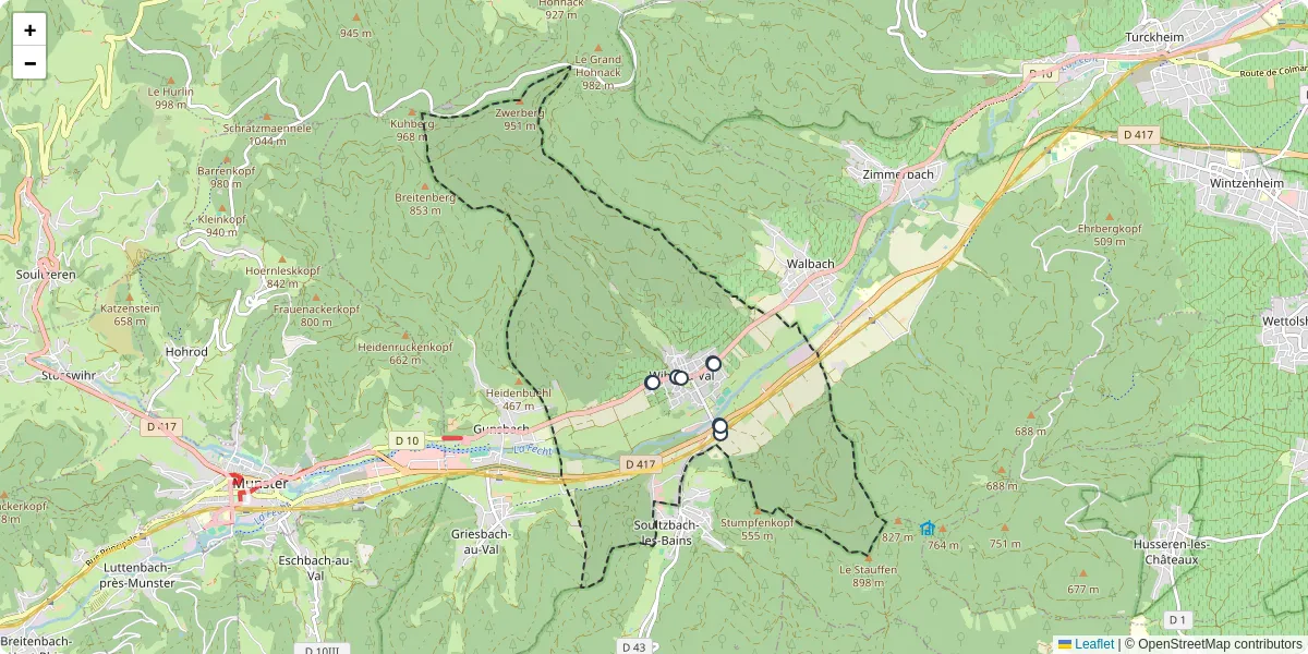 Carte du réseau de transport en commun à Wihr-au-Val - lignes de bus et arrêts