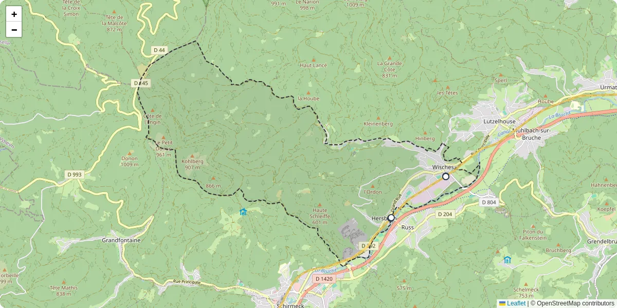 Carte du réseau de transport en commun à Wisches - lignes de bus et arrêts