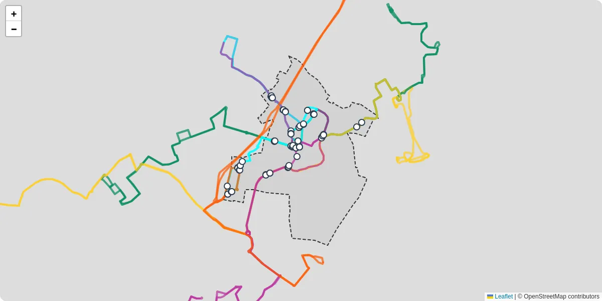Carte du réseau de transport en commun à Wissous - lignes de bus et arrêts