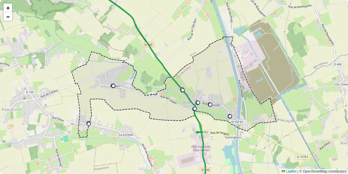 Carte du réseau de transport en commun à Wittes - lignes de bus et arrêts