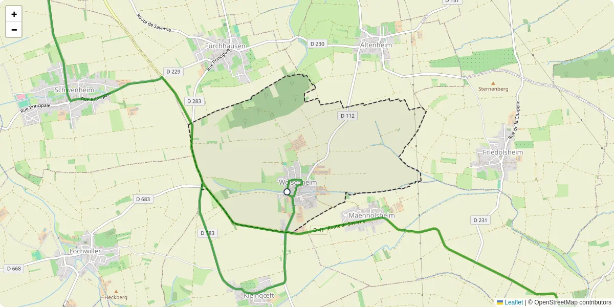 Carte du réseau de transport en commun à Wolschheim - lignes de bus et arrêts