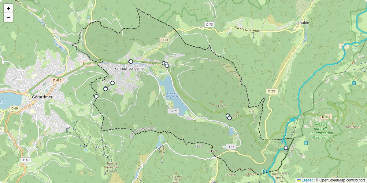 Carte du réseau de transport en commun à Xonrupt-Longemer - lignes de bus et arrêts