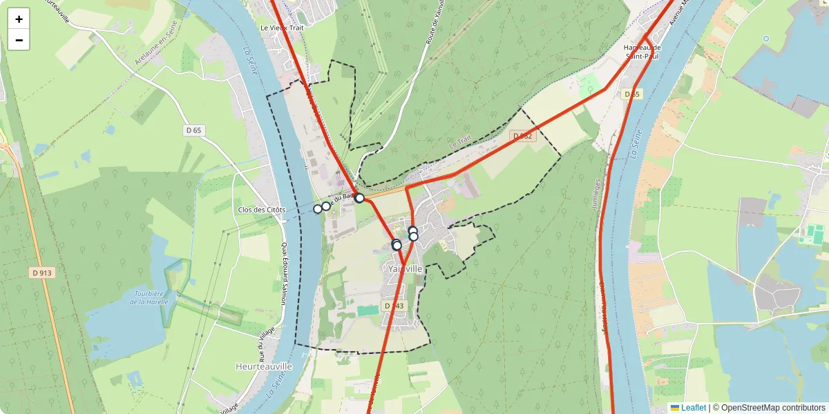 Carte du réseau de transport en commun à Yainville - lignes de bus et arrêts