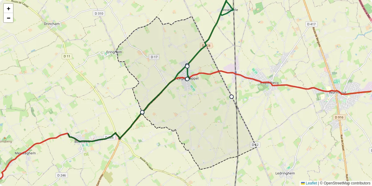 Carte du réseau de transport en commun à Zegerscappel - lignes de bus et arrêts