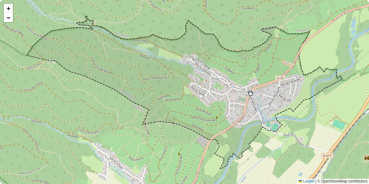 Carte du réseau de transport en commun à Zimmerbach - lignes de bus et arrêts